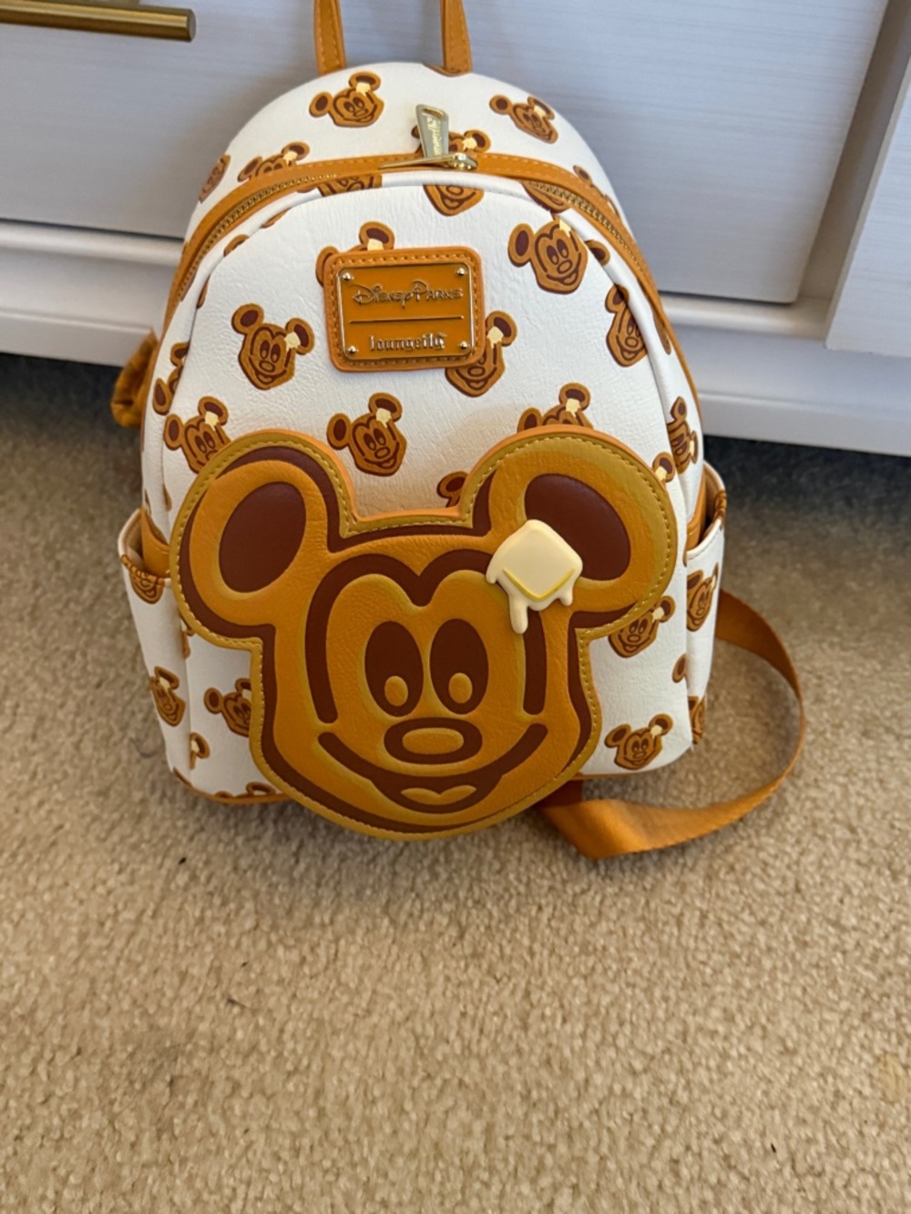 Disney Loungefly Mickey waffles Tan Mini Backpack